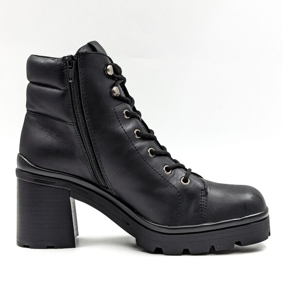 Jeffrey Campbell Hikes Black Leather Festival Platform Combat Boots size 9.5 - Picture 11 of 12